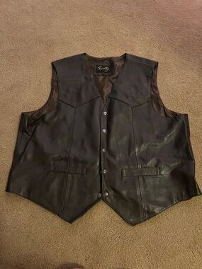Scully Black Leather Western-Style Men's Vest new